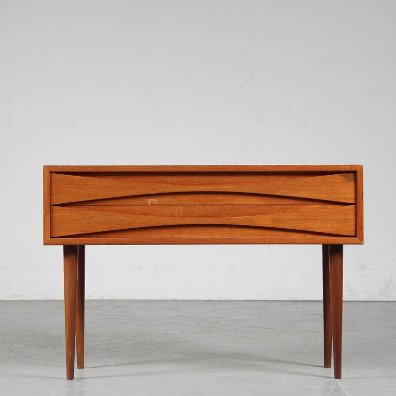 Vintage teak bedside table by Arne Vodder for Sibast, Denmark 1950