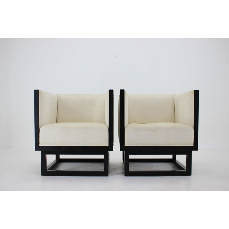 Pair of vintage wooden armchairs by Josef Hoffmann, Austria 1980s