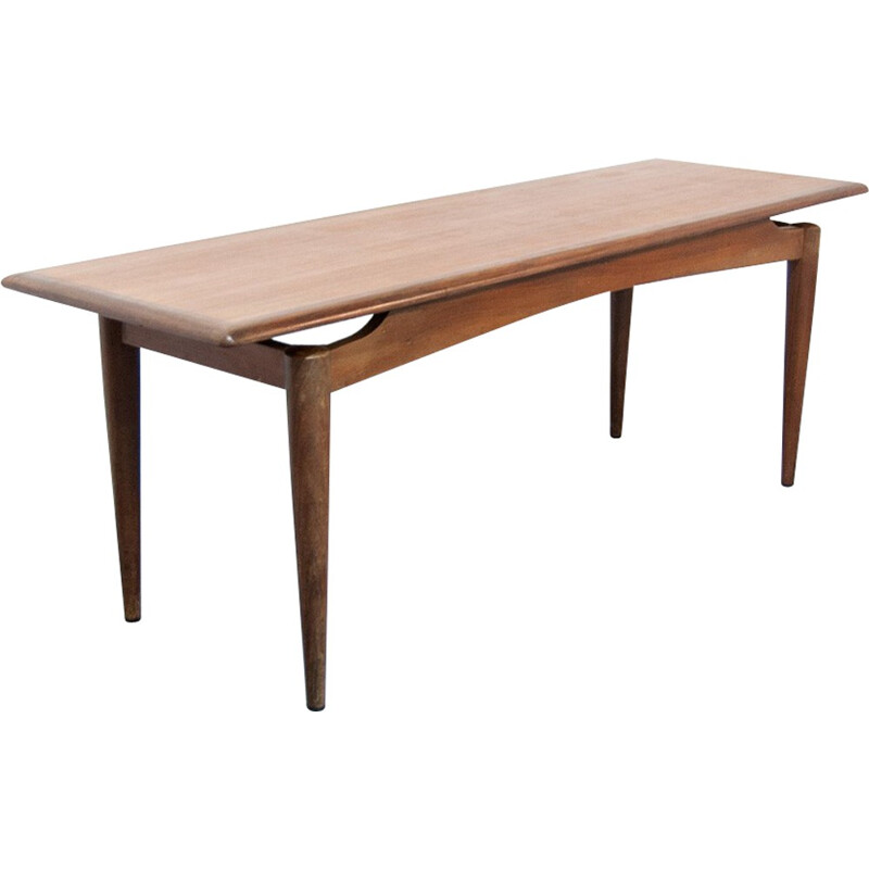 Table basse scandinave rectangulaire en teck - 1960