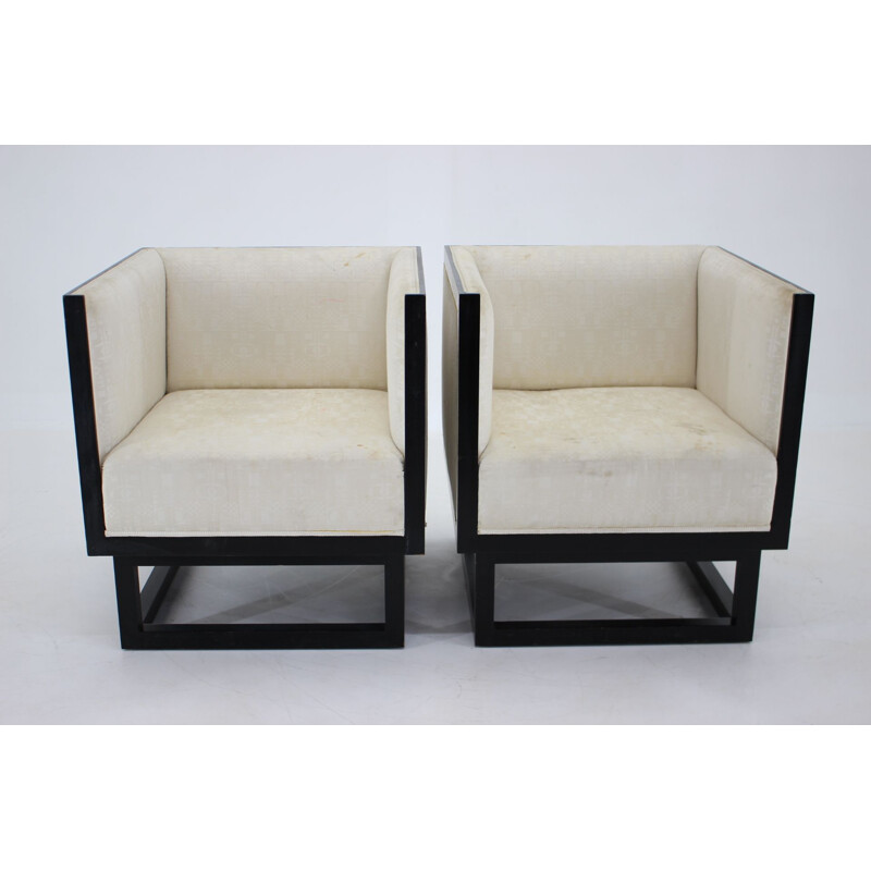 Pair of vintage wooden armchairs by Josef Hoffmann, Austria 1980s