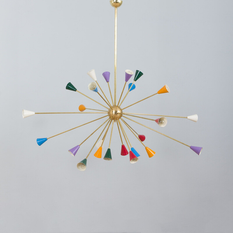 Vintage brass sputnik chandelier, 1990s