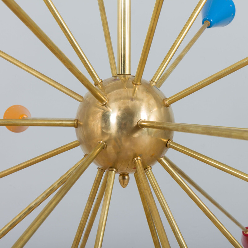 Lampadario sputnik in ottone vintage, 1990