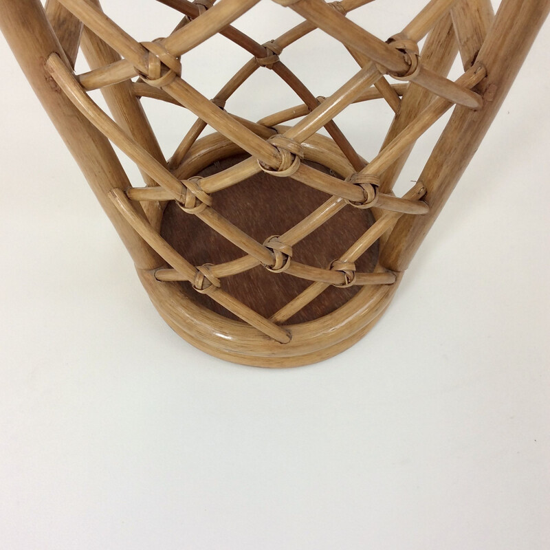 Vintage bamboo and wicker umbrella stand, Italy 1970