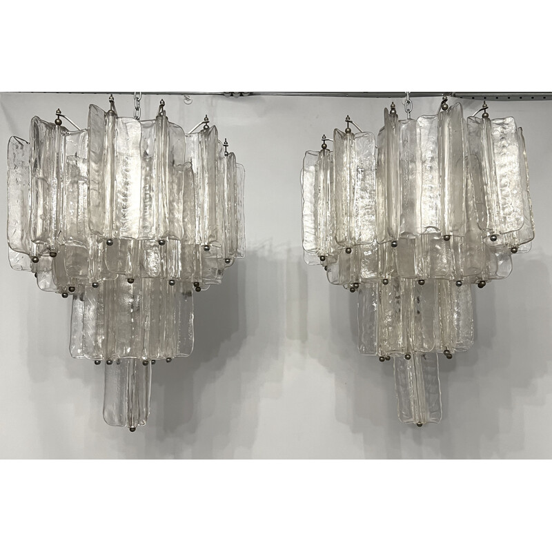 Pair of mid-century Murano glass chandeliers by Toni Zuccheri for Venini, Italy 1960s