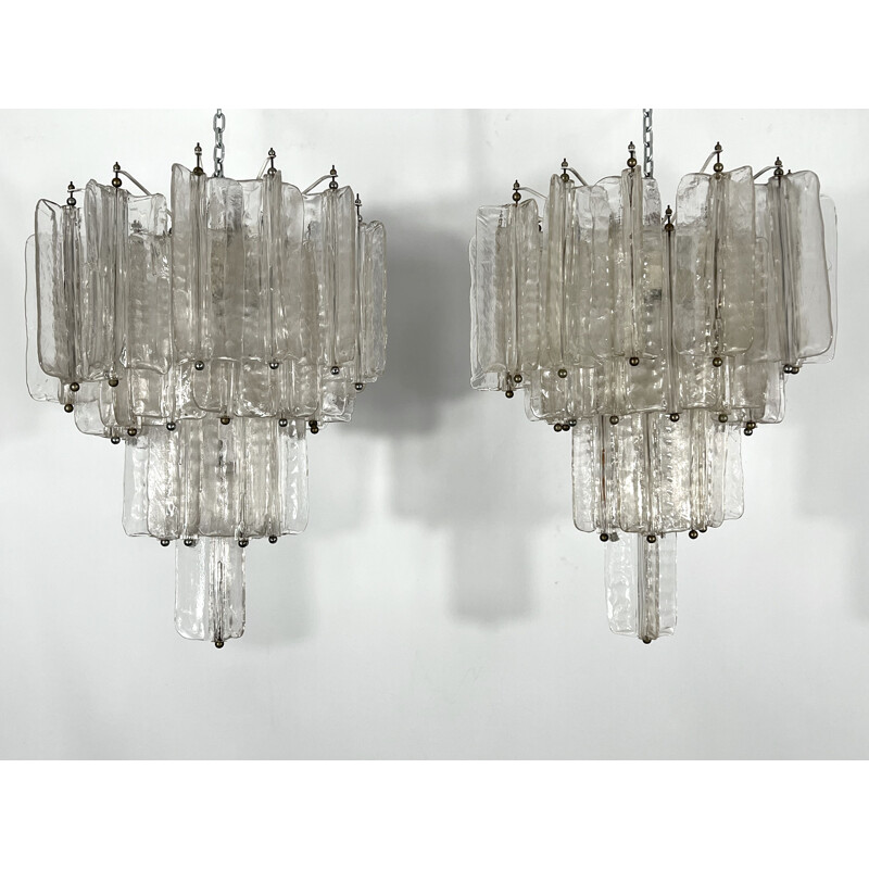 Pair of mid-century Murano glass chandeliers by Toni Zuccheri for Venini, Italy 1960s