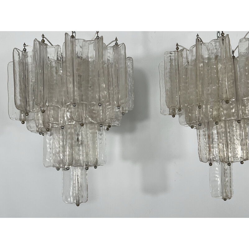 Pair of mid-century Murano glass chandeliers by Toni Zuccheri for Venini, Italy 1960s