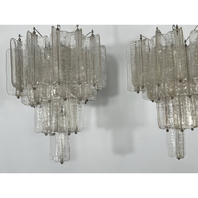 Par de lustres de vidro Murano vintage de Toni Zuccheri para Venini, Itália 1960