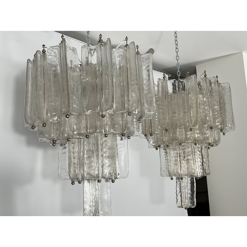 Pair of mid-century Murano glass chandeliers by Toni Zuccheri for Venini, Italy 1960s