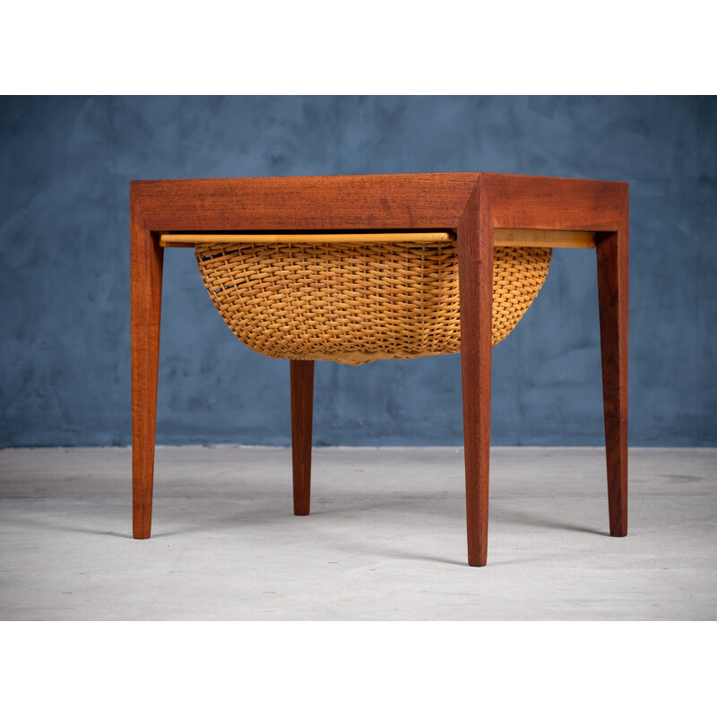 Mid-century Danish teak sewing table by Severin Hansen for Haslev Møbelsnedkeri, 1950s