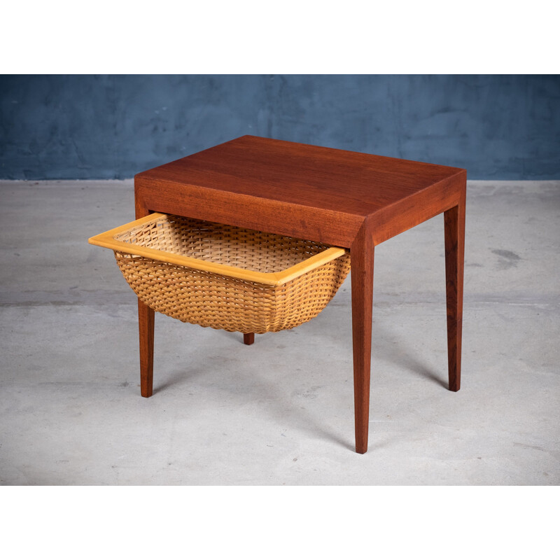 Mesa de costura danesa vintage de teca, de Severin Hansen para Haslev Møbelsnedkeri, 1950