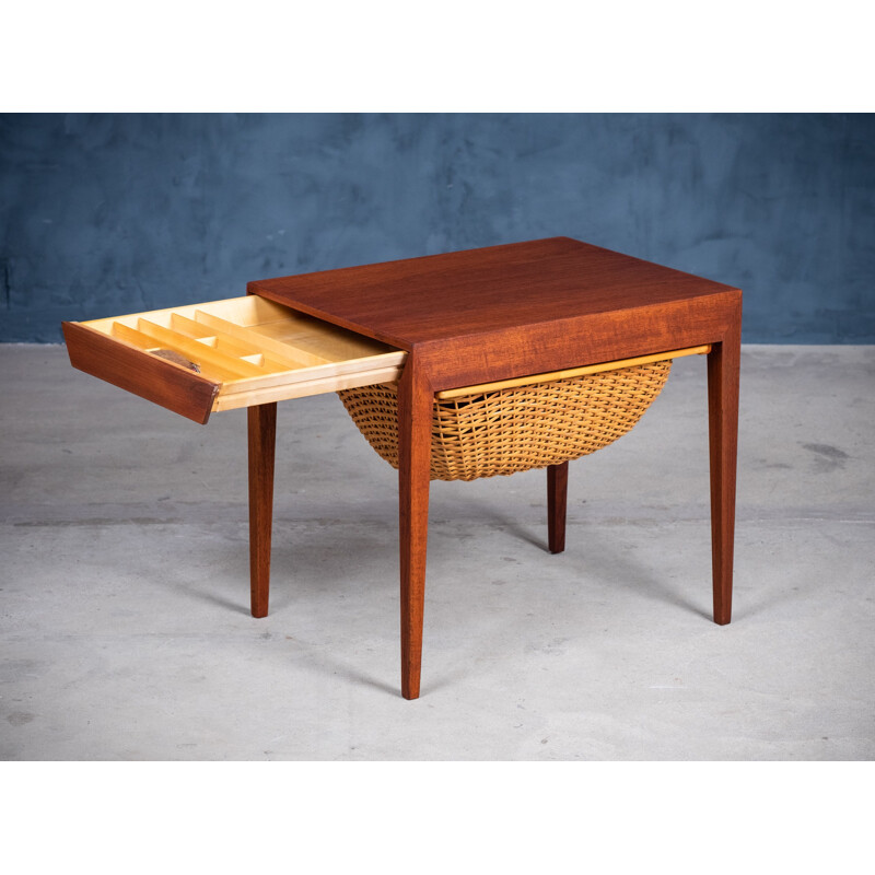 Mid-century Danish teak sewing table by Severin Hansen for Haslev Møbelsnedkeri, 1950s