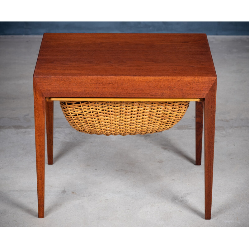 Mid-century Danish teak sewing table by Severin Hansen for Haslev Møbelsnedkeri, 1950s