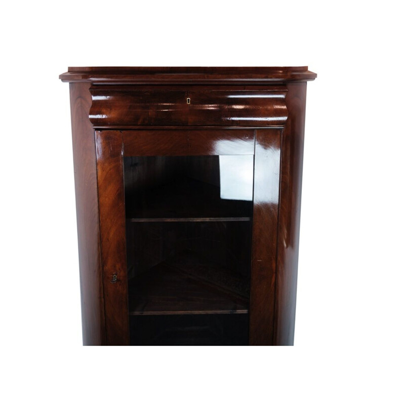 Vintage corner cabinet with mahogany shelves, 1840