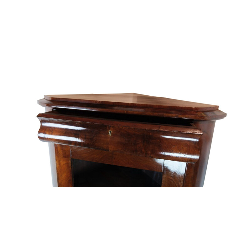 Vintage corner cabinet with mahogany shelves, 1840