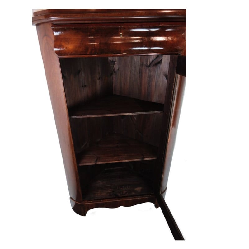 Vintage corner cabinet with mahogany shelves, 1840