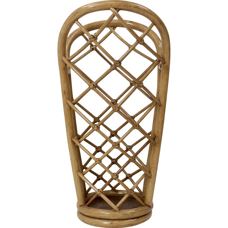 Vintage bamboo and wicker umbrella stand, Italy 1970