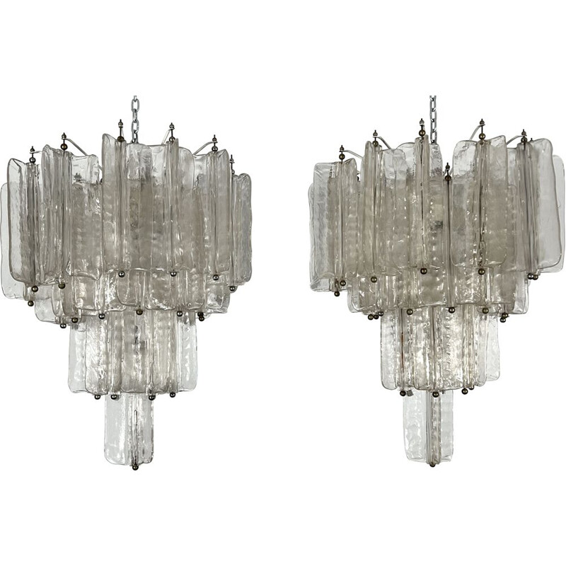 Pair of mid-century Murano glass chandeliers by Toni Zuccheri for Venini, Italy 1960s