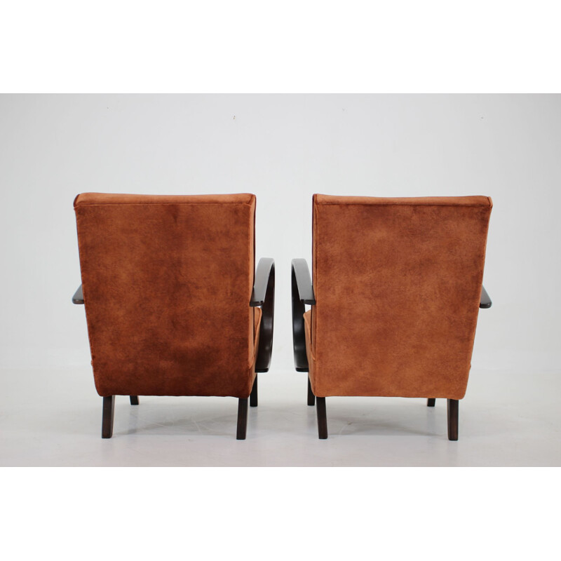 Pair of vintage armchairs by Jindrich Halabala, Czechoslovakia 1950s