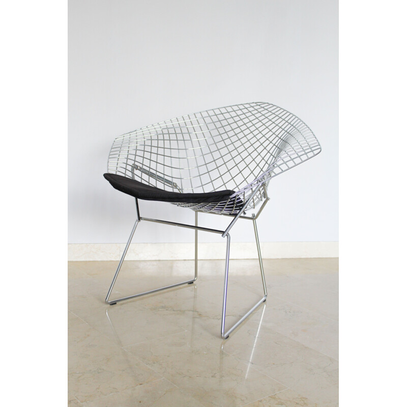 Vintage chair with cushion by Harry Bertoia for Knoll Diamond, Italy 1980