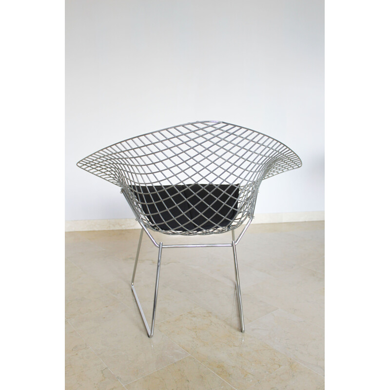 Sedia vintage con cuscino di Harry Bertoia per Knoll Diamond, Italia 1980