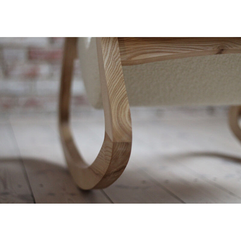 Vintage rocking chair in French boucle, Czechoslovakia 1950s