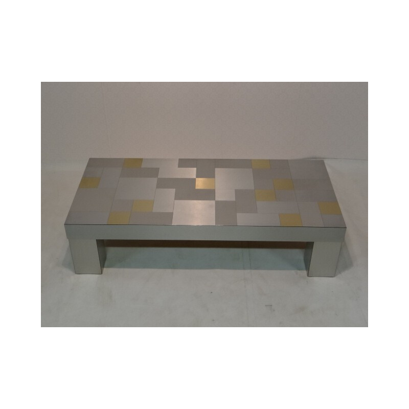 Table basse en métal et cuivre - 1970