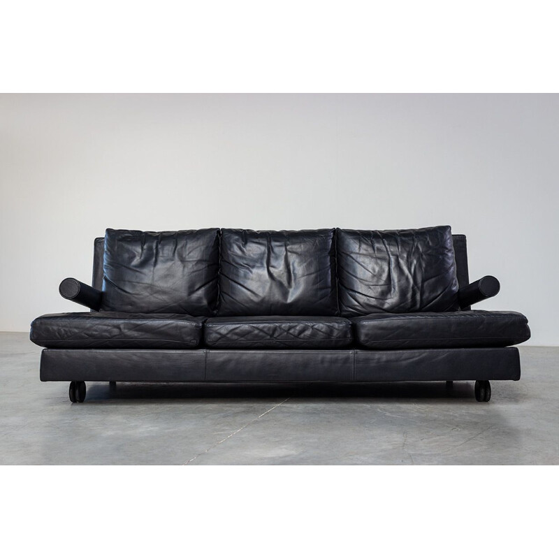 Vintage leather 3 seater sofa Baisity by Antonio Citterio for B&B Italia, 1980s