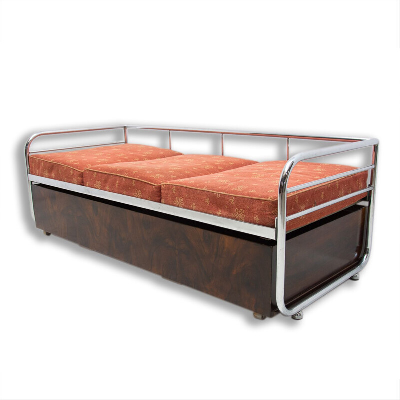 Chromium-plated vintage sofa bed by Kovona, Czechoslovakia 1950