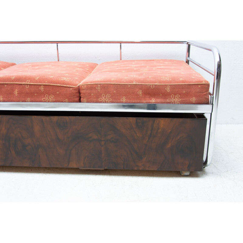 Chromium-plated vintage sofa bed by Kovona, Czechoslovakia 1950