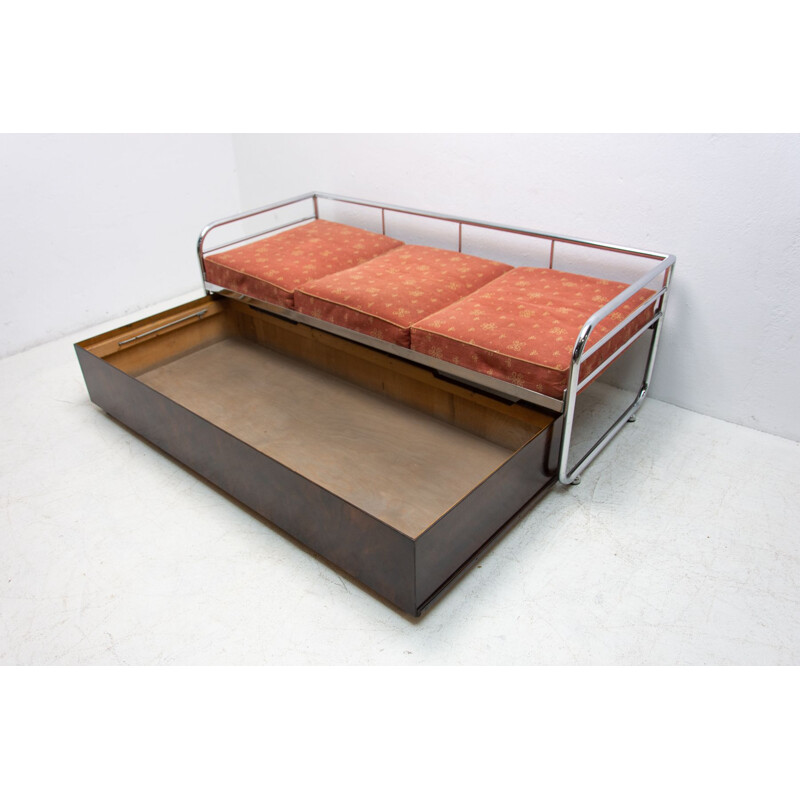 Chromium-plated vintage sofa bed by Kovona, Czechoslovakia 1950