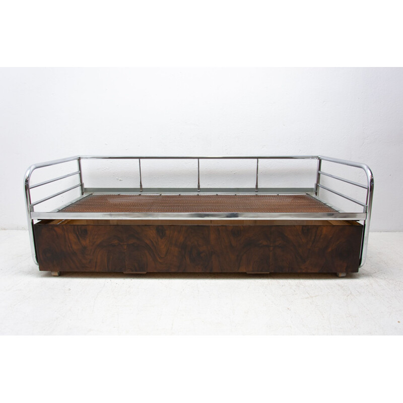 Chromium-plated vintage sofa bed by Kovona, Czechoslovakia 1950