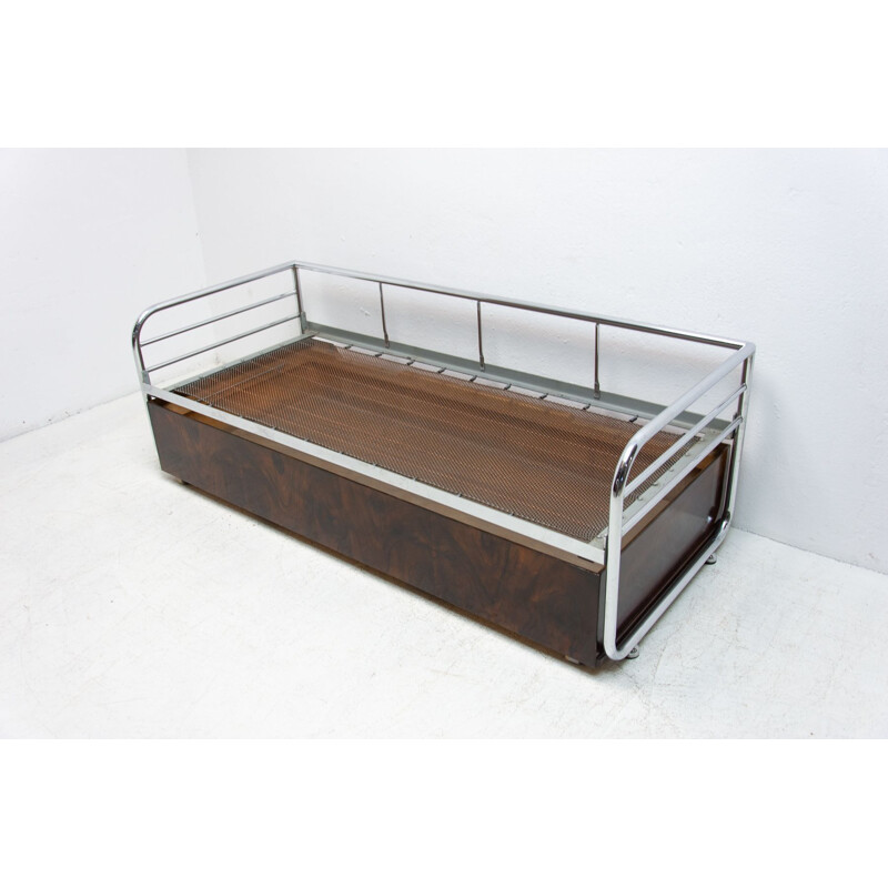 Chromium-plated vintage sofa bed by Kovona, Czechoslovakia 1950