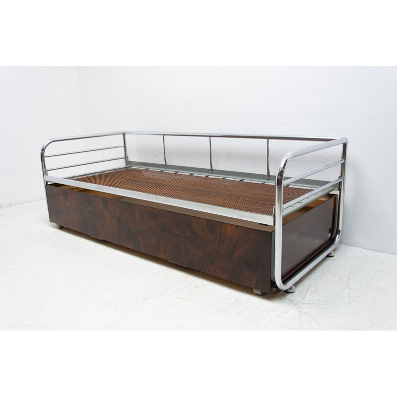 Chromium-plated vintage sofa bed by Kovona, Czechoslovakia 1950