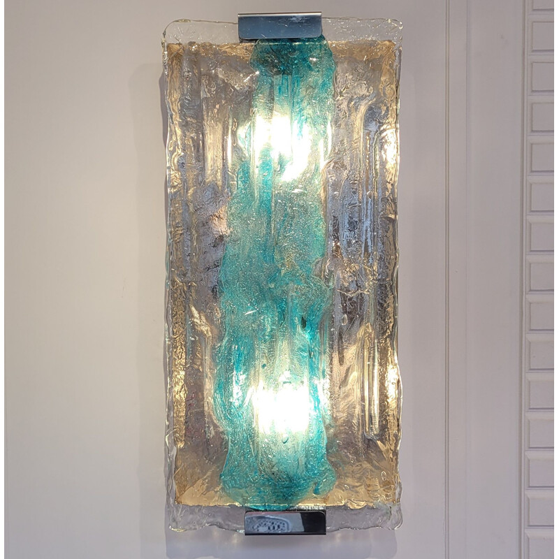 Pair of vintage Murano glass wall lamps by Toni Zuccheri for Mazzega, Italy 1970