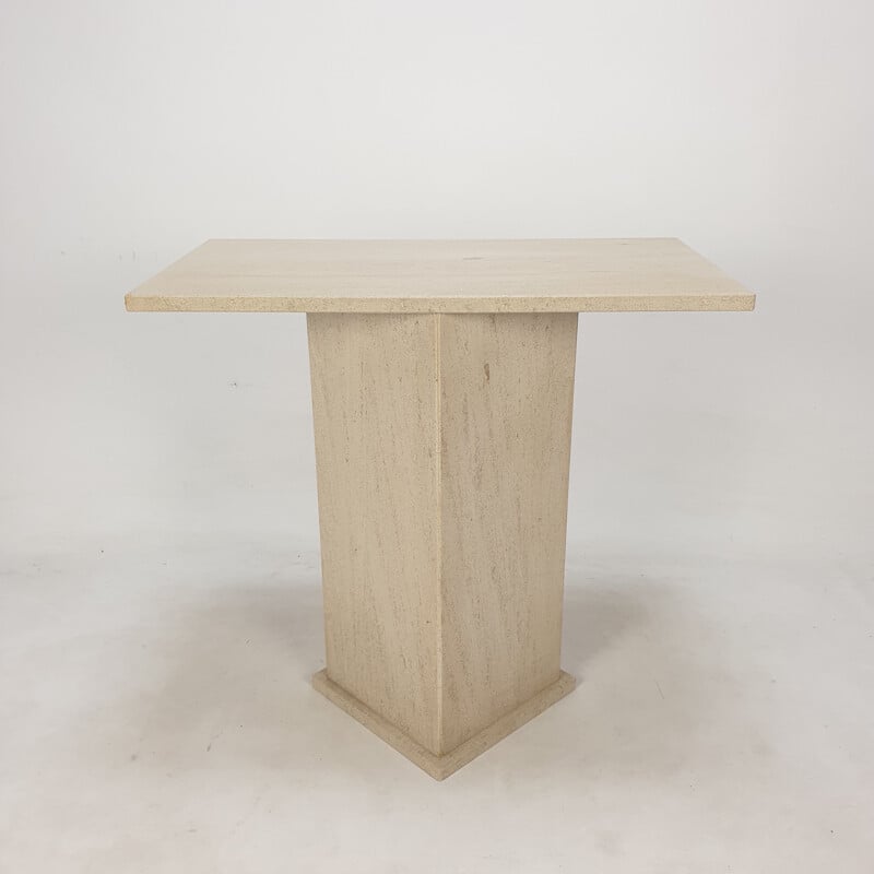 Italian vintage travertine pedestal, 1980s