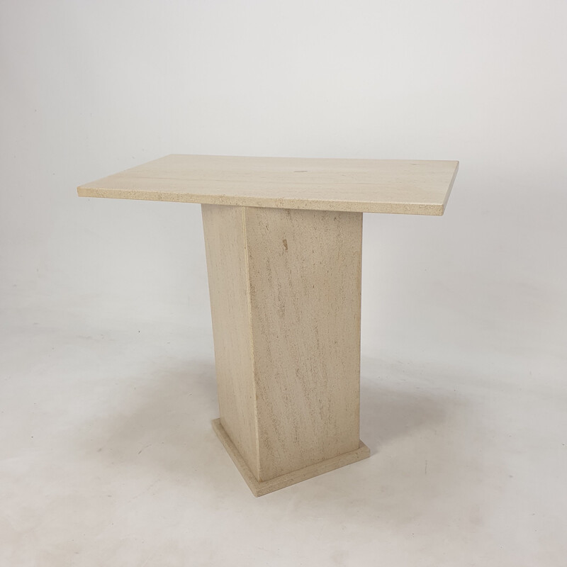 Italian vintage travertine pedestal, 1980s