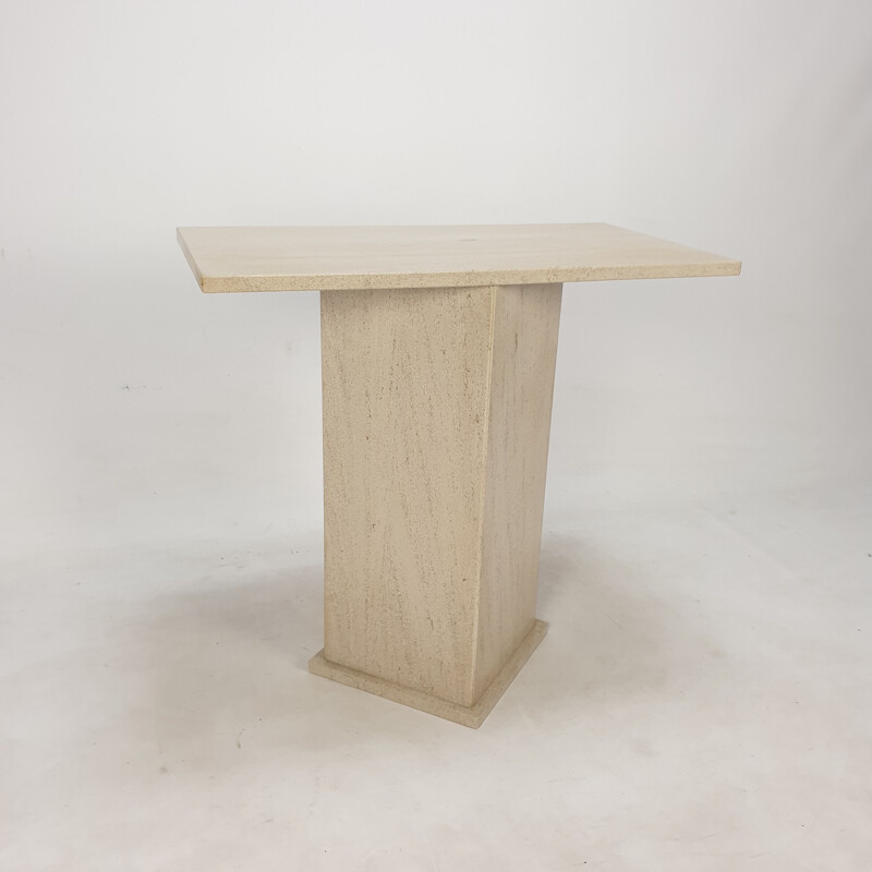 Italian vintage travertine pedestal, 1980s