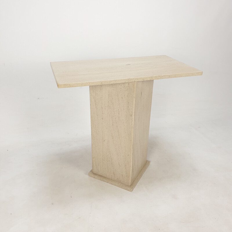 Italian vintage travertine pedestal, 1980s