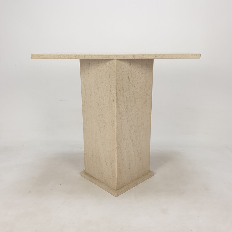 Italian vintage travertine pedestal, 1980s