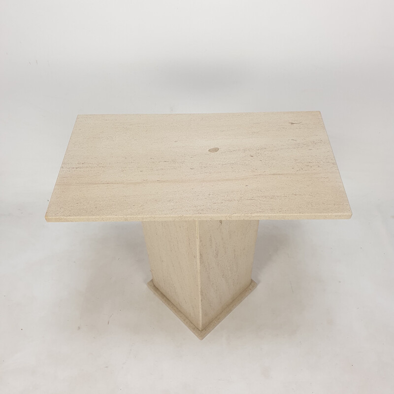 Italian vintage travertine pedestal, 1980s