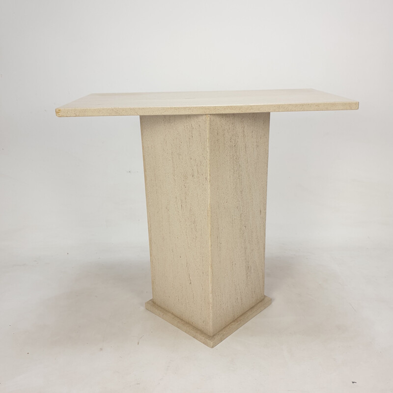 Italian vintage travertine pedestal, 1980s