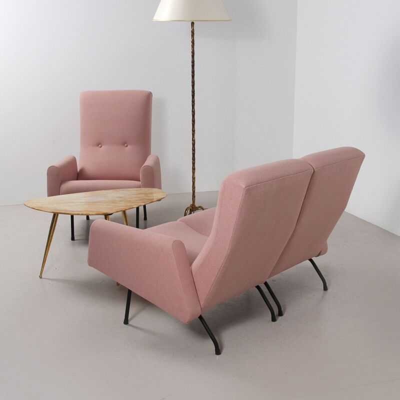 Vintage Concerto pink living room set by Louis Paolozzi, 1950s