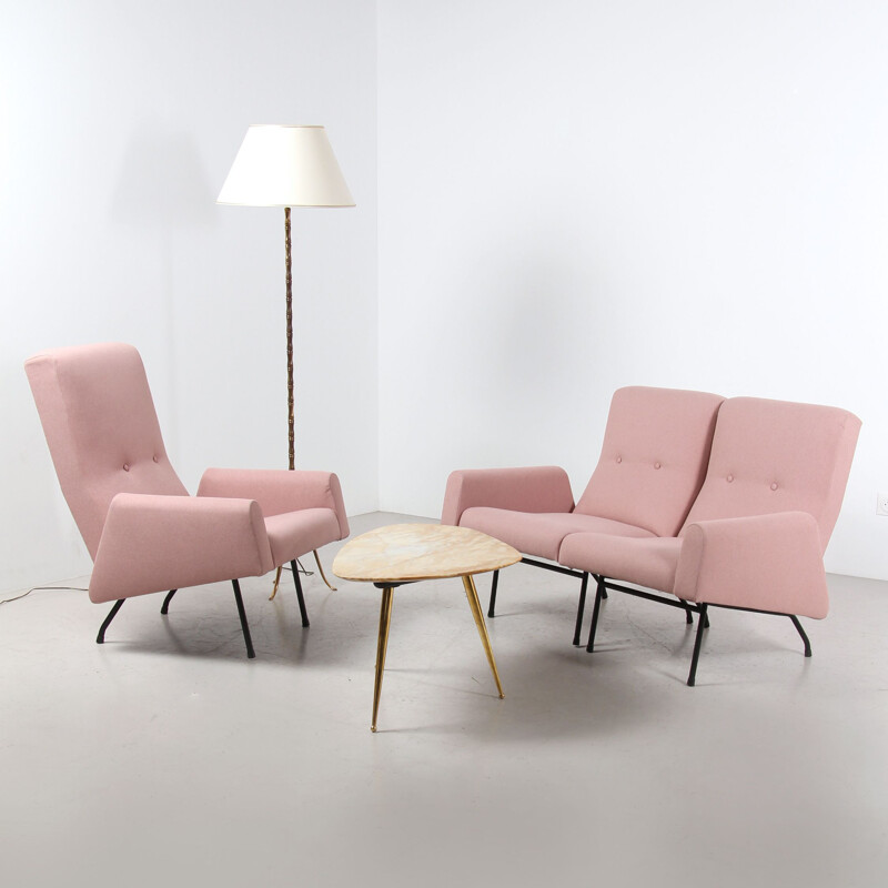 Vintage Concerto pink living room set by Louis Paolozzi, 1950s