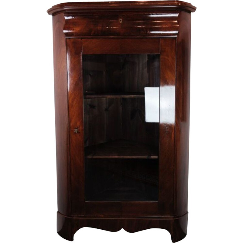 Vintage corner cabinet with mahogany shelves, 1840