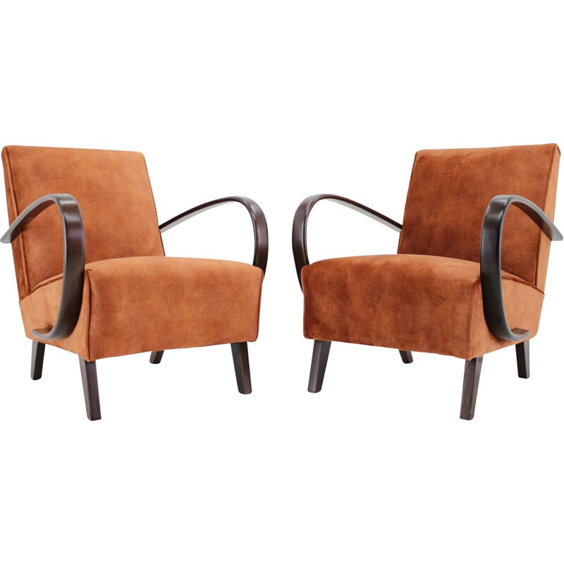 Pair of vintage armchairs by Jindrich Halabala, Czechoslovakia 1950s