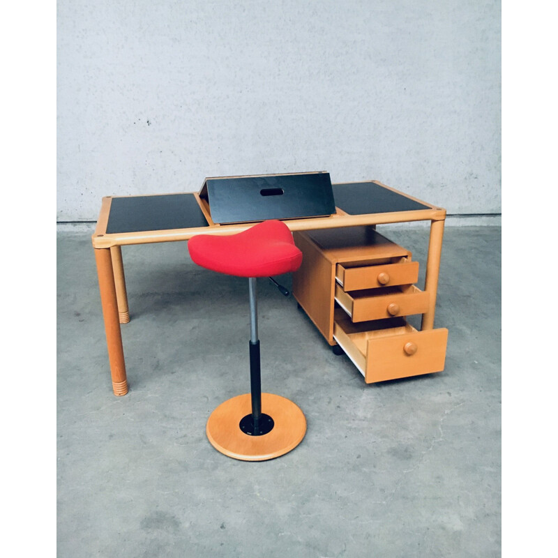Scandinavian ergonomic desk and stool by Stokke, Norway 1980