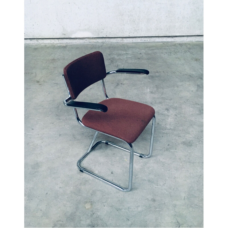 Set of 7 mid century brown office armchairs, Netherlands 1970s