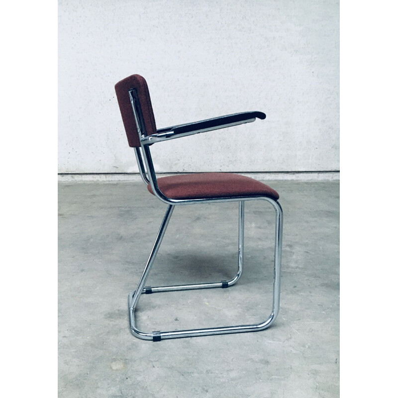 Set of 7 mid century brown office armchairs, Netherlands 1970s