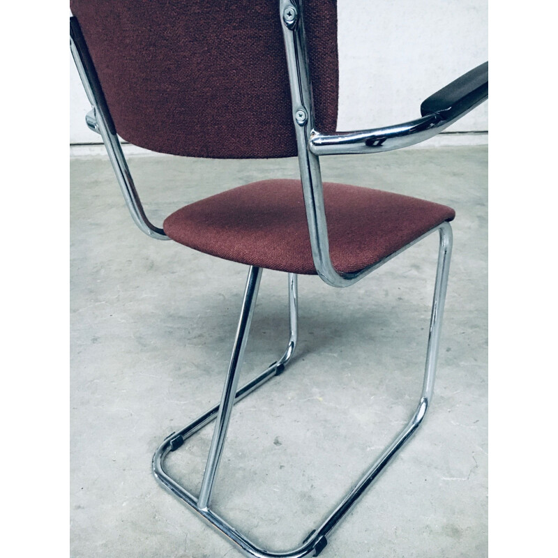 Set of 7 mid century brown office armchairs, Netherlands 1970s