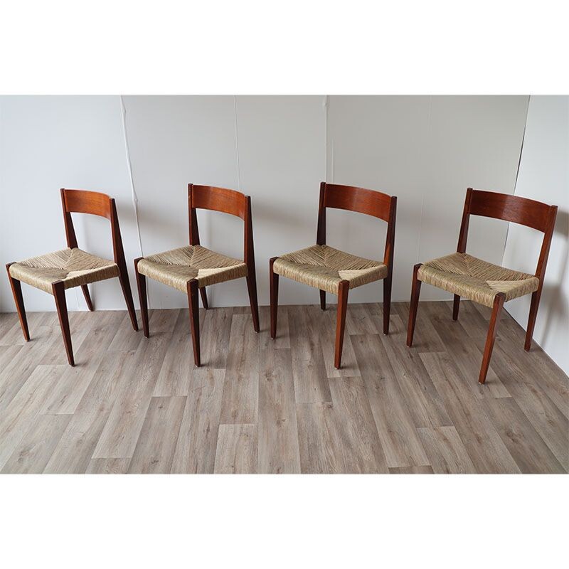 Set di 4 sedie scandinave vintage in teak di Poul Cadovius, 1960